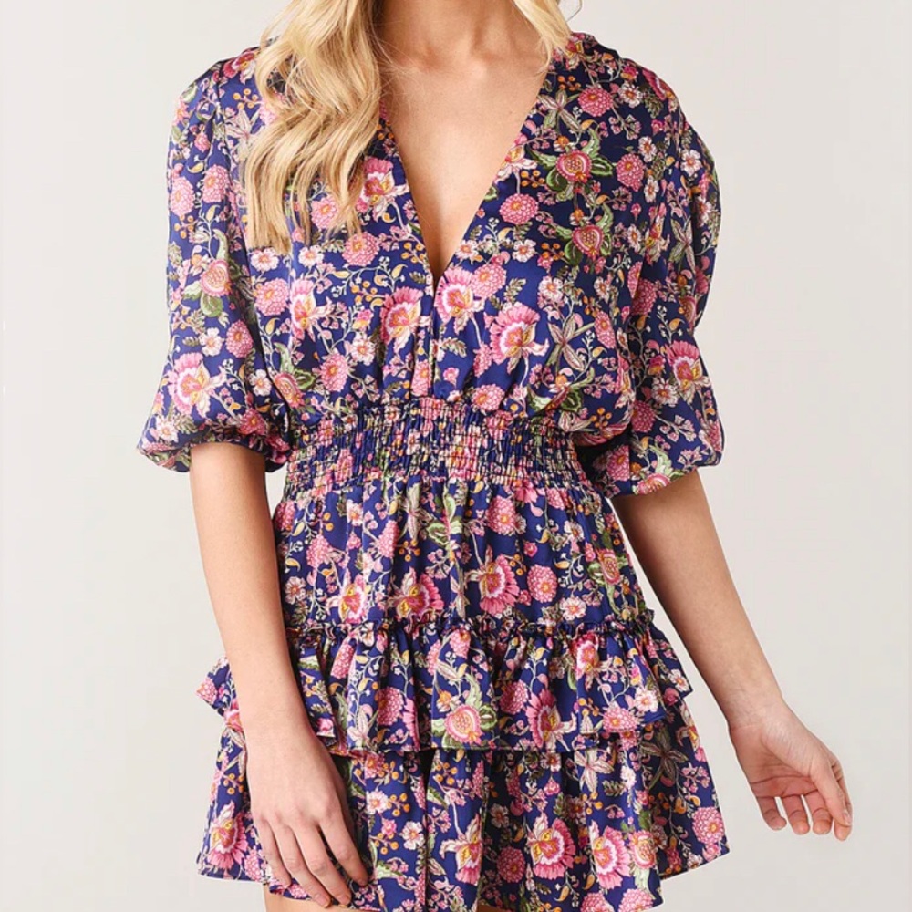 Misa Los Angeles Lilah Floral Ruffle Mini Dress Size: XS